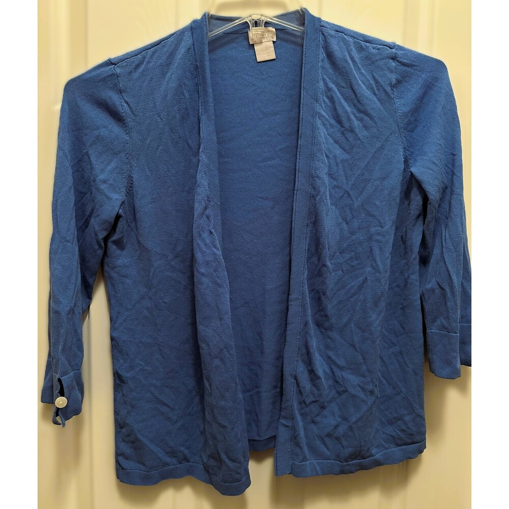 Chico's size 0 (small) Blue Cardigan long 3/4 sleeve top.